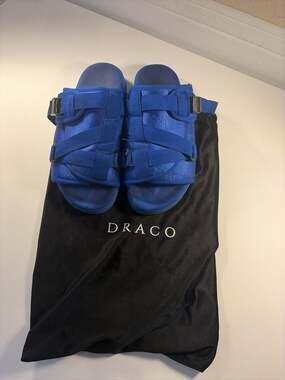 Draco Wavy Slides Blue Sandals with Dust Bag